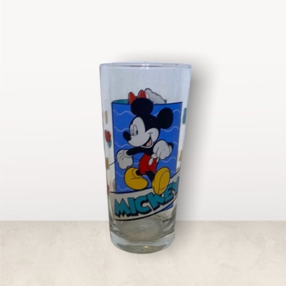 Vintage Anchor Hockins Disney Mickey Minnie Mouse Glass 14 oz